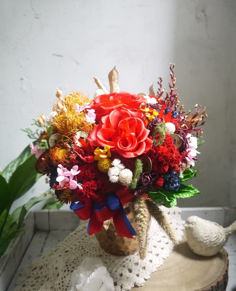 金玉滿堂.富貴紅.祝賀升官開幕節慶乾燥花手作好禮