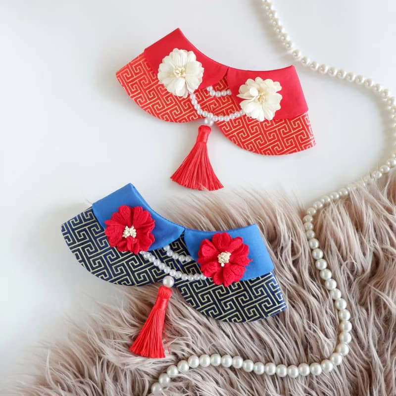 Chinese style bibs for cat and small dog,adjusable,available 2 colors