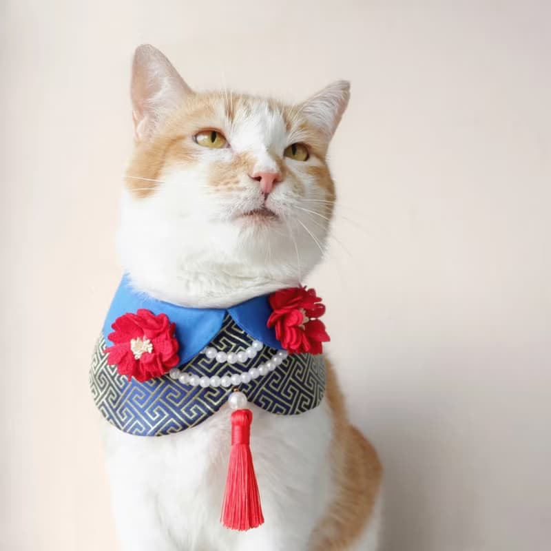 Chinese style bibs for cat and small dog,adjusable,available 2 colors