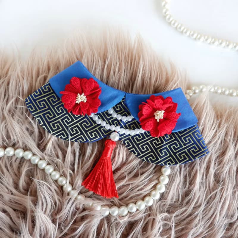 Chinese style bibs for cat and small dog,adjusable,available 2 colors