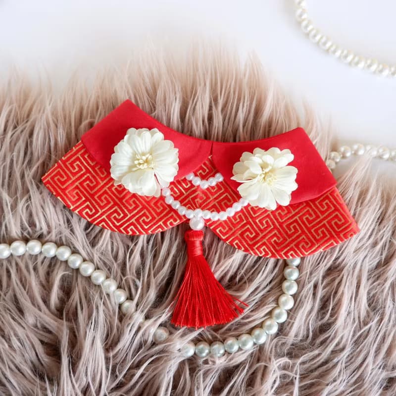 Chinese style bibs for cat and small dog,adjusable,available 2 colors