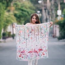 愛鳥系列 - 柔和浪漫紅鶴絲巾／圍巾（Love birds - Romantic Flamingo Scarf in Pastel colour）
