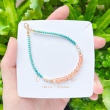 亞利桑那鑽切閃閃藍綠松石&太陽石手鍊