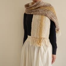 手織りマフラー　wool　chocolate×milk　gift　Shawl (S) 51