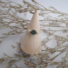 【戒指】鍊戒 14K 包金 注金  水草瑪瑙 珍珠戒指 情人節禮物