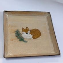 木白.狐狸方形陶盤1