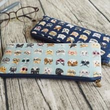 手工製作粉藍百變貓貓圖案 筆袋 眼鏡袋 餐具袋