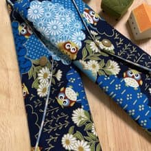 文青風環保純棉筷袋 典雅古風 貓頭鷹 復古藍 優雅氣質  日本 潮
