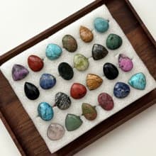 【復古寶石戒】黑瑪瑙 藍 綠東陵 紫水晶 粉晶 大理石 介指戒指