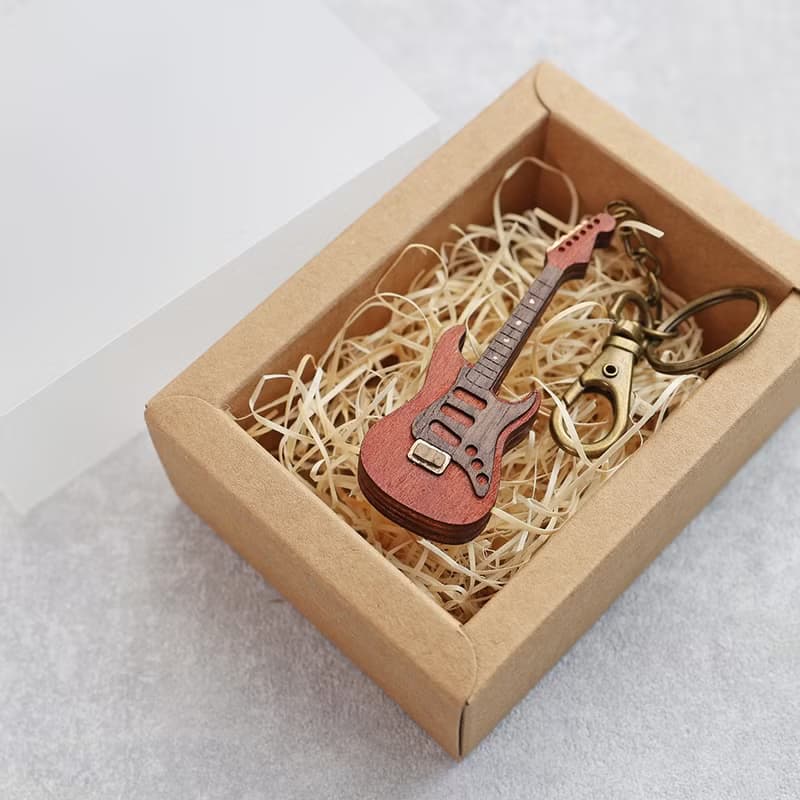 橘紅色電吉他 Fender 仿真電吉他吊飾 鑰匙圈 禮物