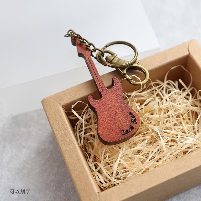 橘紅色電吉他 Fender 仿真電吉他吊飾 鑰匙圈 禮物