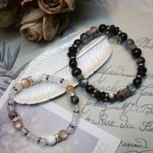 Six Cats 天然礦石 曜石與月光石的手鍊 情侶手鍊 禮物