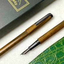 3952老山羊-陽竹林 嚴選綠檀木 鈦尖刀尖(小唐刀)/書法鈦尖鋼筆