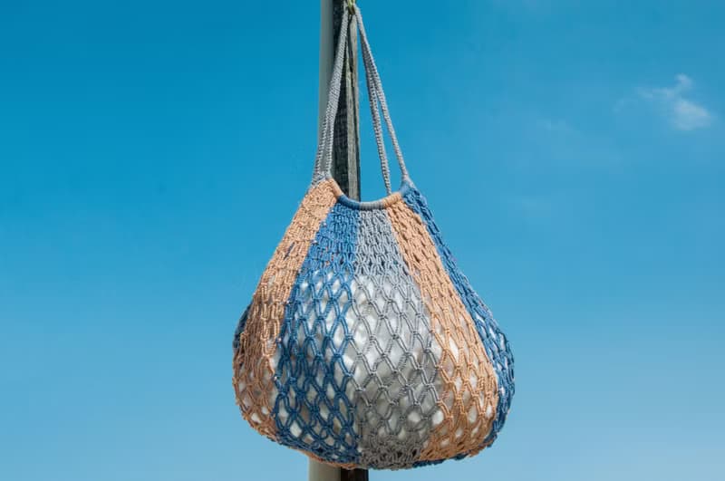 編織棉麻托特包/Tote bag/Market bag//斜背包/側背包/肩背包-海