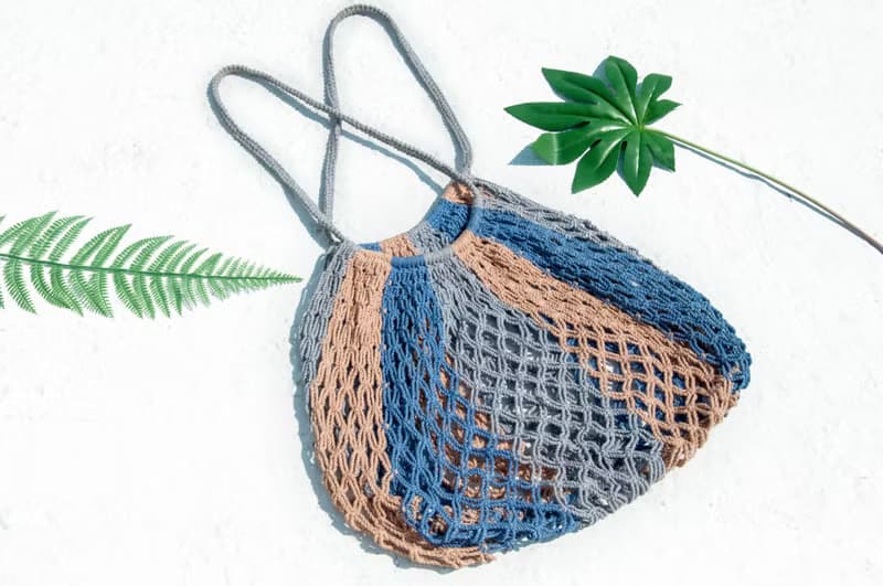 編織棉麻托特包/Tote bag/Market bag//斜背包/側背包/肩背包-海