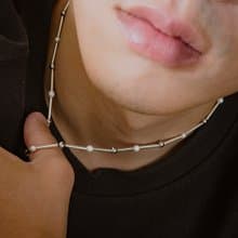 Unisex | 星冕系 - 靜海 * 白珍珠 純銀 不銹鋼 項鍊