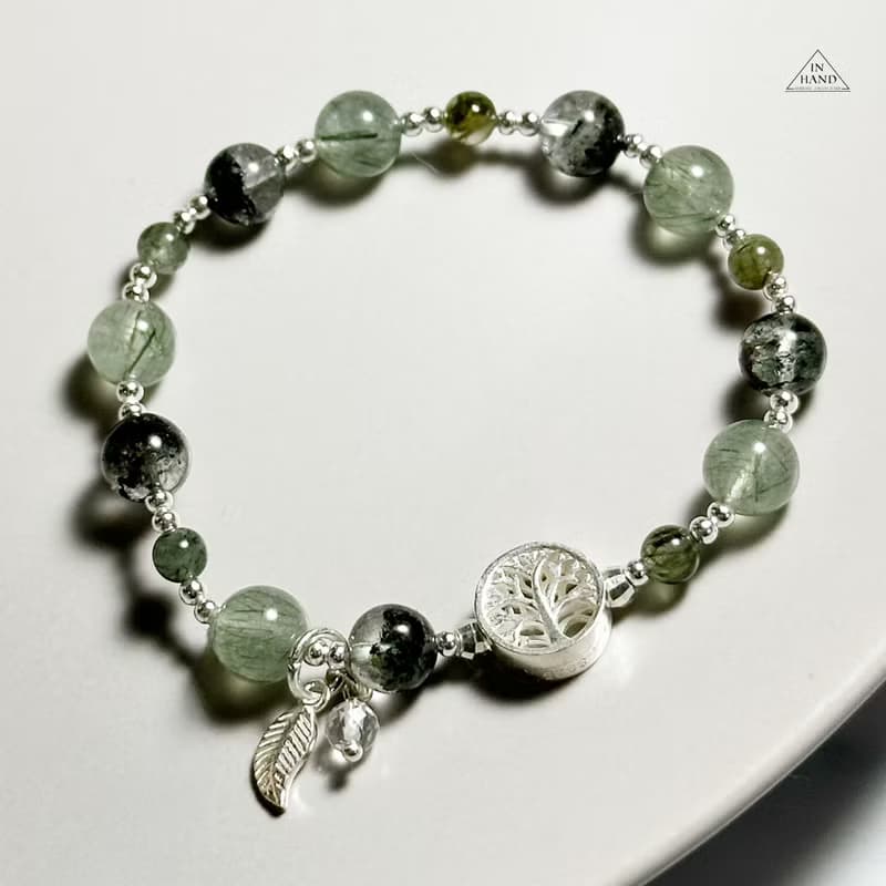 綠野仙蹤-綠幽靈.綠髮晶.純銀設計款手鍊