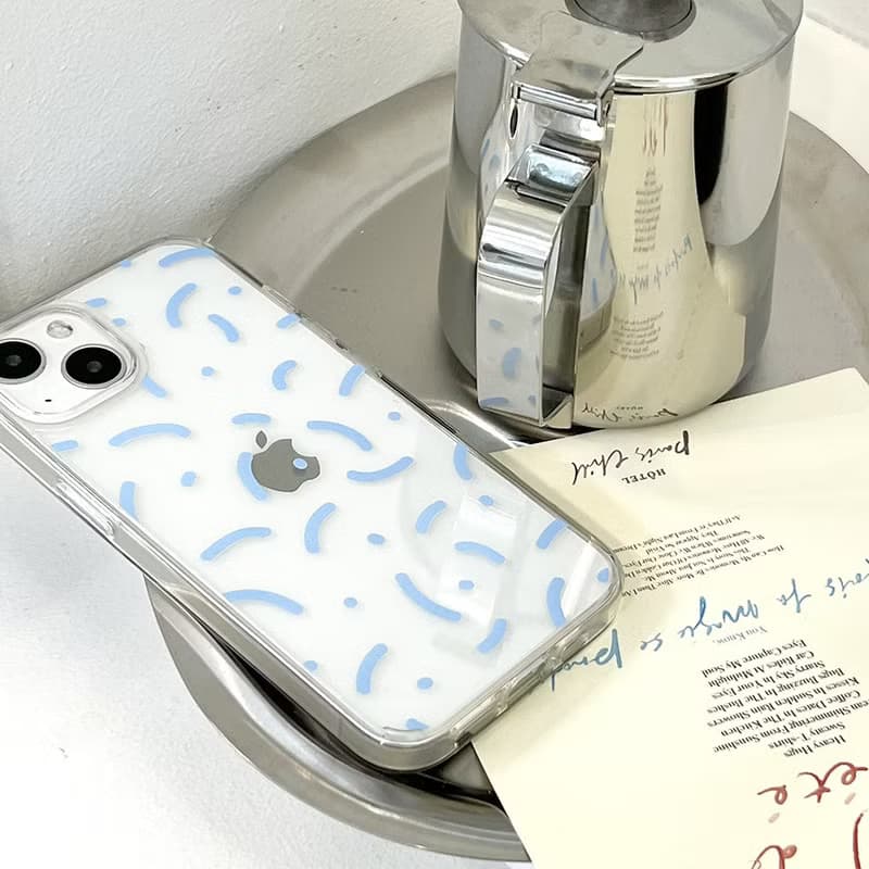 stem pattern jelly hard phone case (blue)