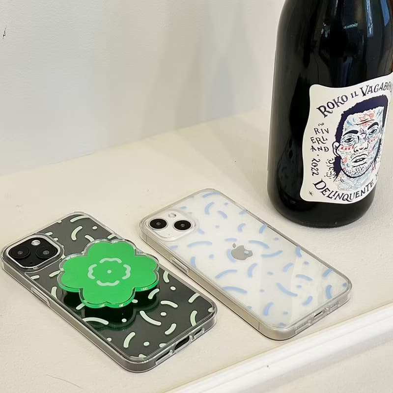 stem pattern jelly hard phone case (blue)