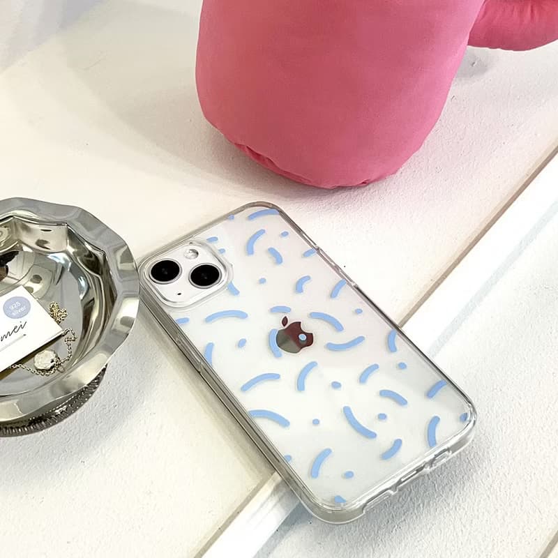 stem pattern jelly hard phone case (blue)