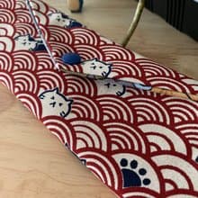 文青風環保純棉筷袋 柯基樂悠遊 質感原胚 海波紅 日本 潮物 收納