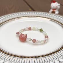 【青梅と染井吉野桜】貓咪頭水晶手鍊