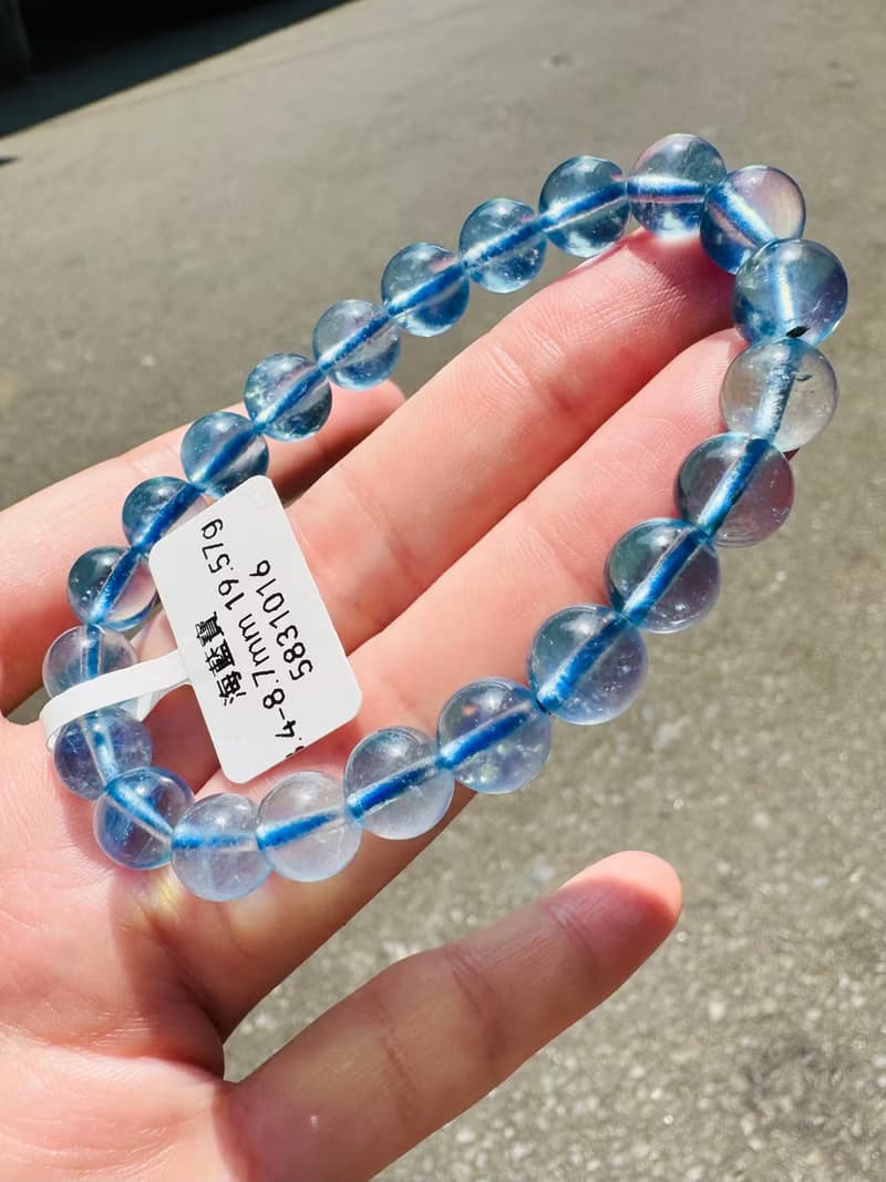 精品級冰體天空藍海藍寶8.4-8.7mm19.57g平衡情緒減緩壓力溝通力