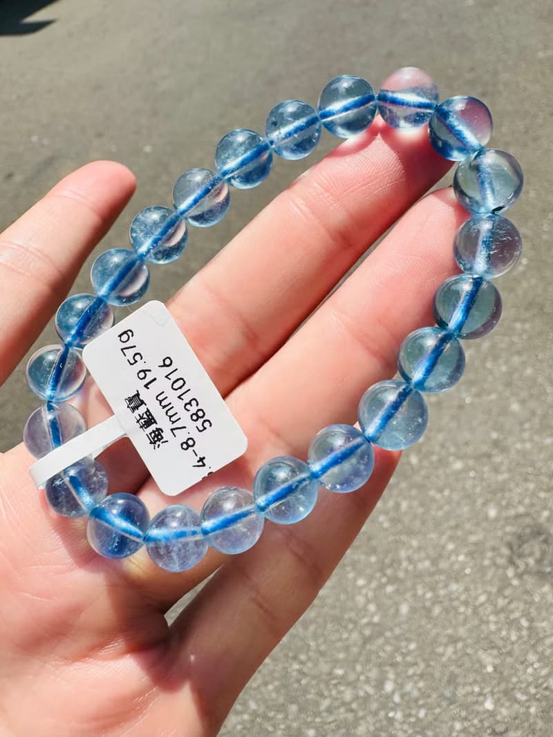 精品級冰體天空藍海藍寶8.4-8.7mm19.57g平衡情緒減緩壓力溝通力