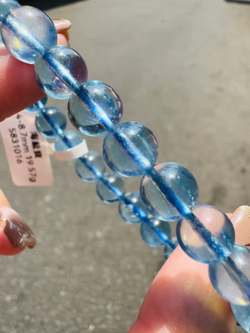 精品級冰體天空藍海藍寶8.4-8.7mm19.57g平衡情緒減緩壓力溝通力