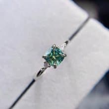 Green Moissanite Ring, Green Moissanite Silver Ring, 1 ct VVS1 Green Moissanite