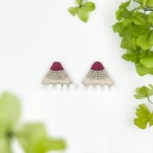 | 茷 | 耳針 | #113 | 手刺繡復古三角耳環
