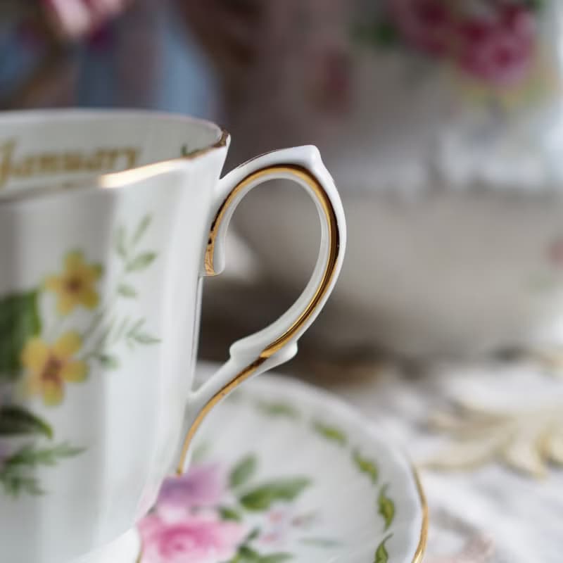 英國復古 Duchess 優質骨瓷 1月份 茶杯碟