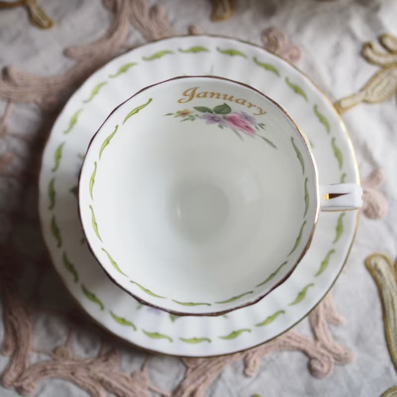 英國復古 Duchess 優質骨瓷 1月份 茶杯碟