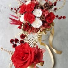 海藏設計|優雅莊園。紅玫不凋花乾燥胸花