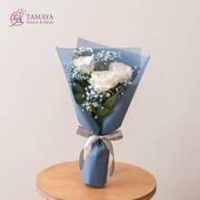 霧白x群青 3朵玫瑰花束