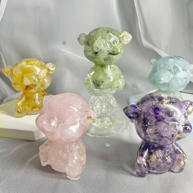 【手工製作】天然能量水晶平安豬/水晶擺飾