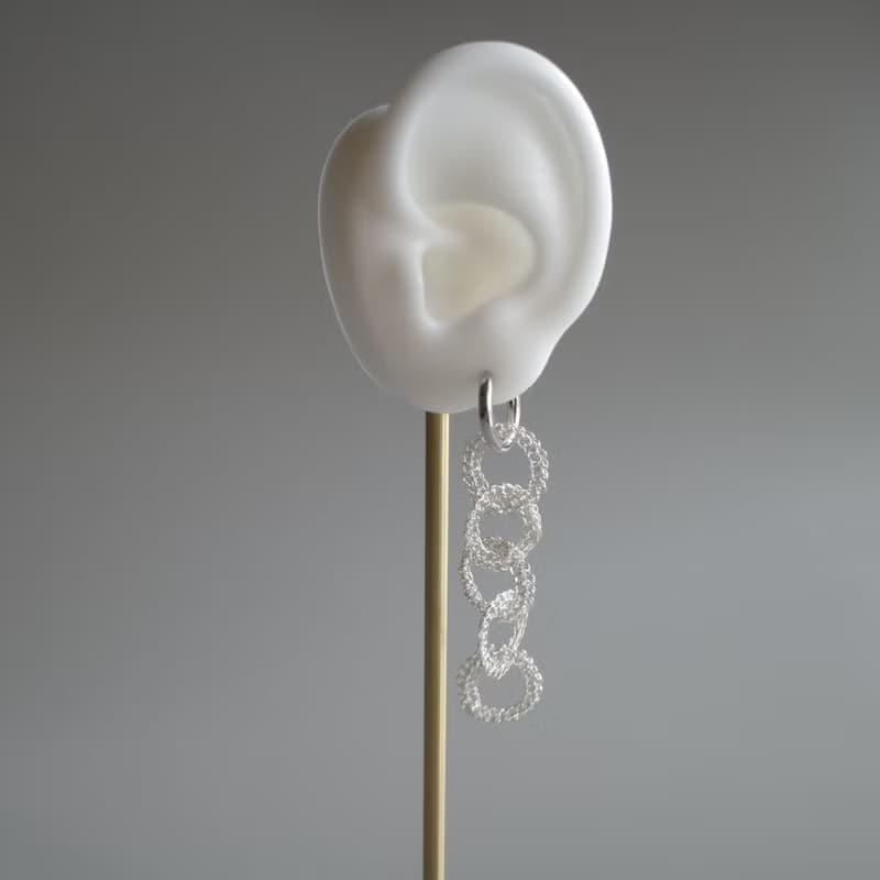 結 – 金屬鉤織耳飾　銀色款