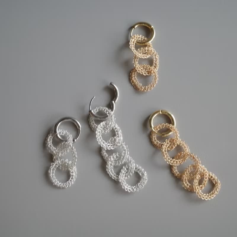 結 – 金屬鉤織耳飾　銀色款