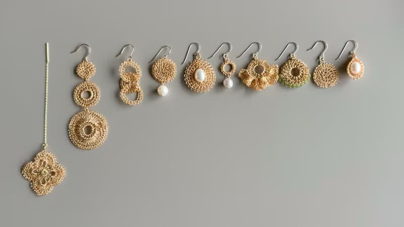 結 – 金屬鉤織耳飾　金色款