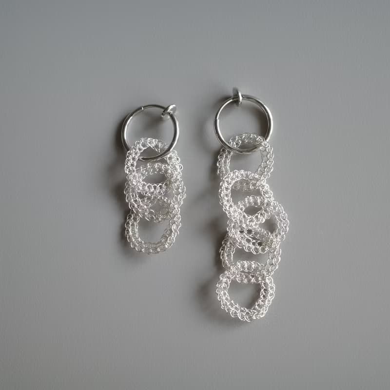 結 – 金屬鉤織耳飾　銀色款