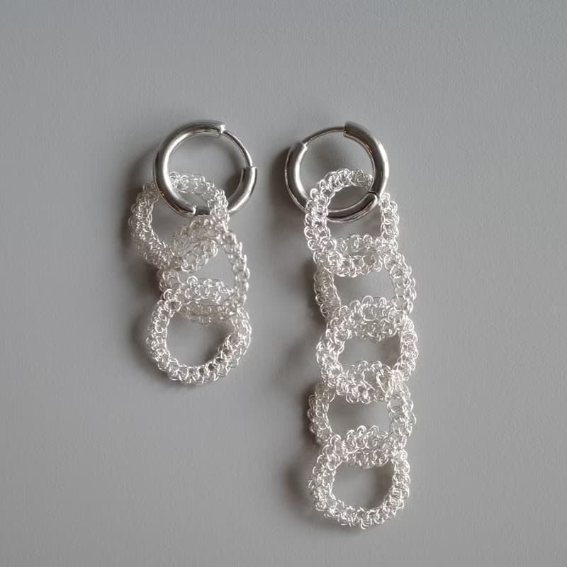 結 – 金屬鉤織耳飾　銀色款