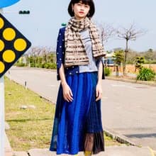 moi non plus 岩層條紋棉毛混紡圍巾 - 日本面料