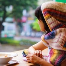 【夢裡的花田】手作毛線編織 連帽圍巾 毛帽 圍脖