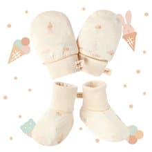 【SISSO有機棉】草莓甜筒兔萊賽爾棉手套X腳套組