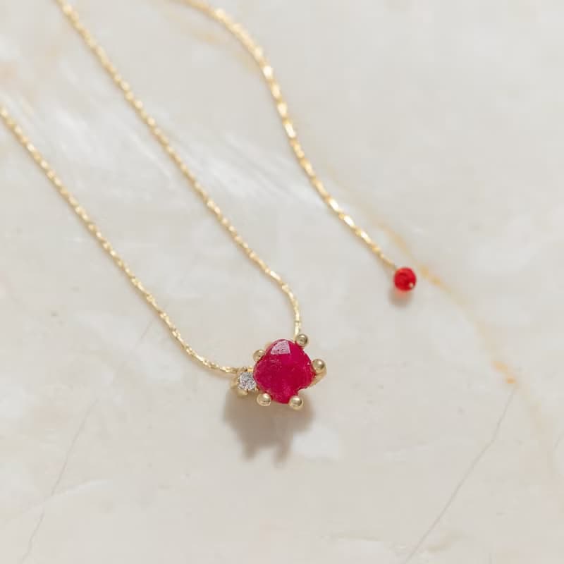 【摩羯座生日石】石榴石 Garnet 天然石項鍊 韓國製造