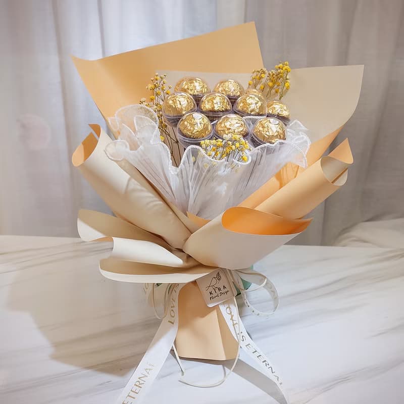 一心一意金莎花束/11顆金莎 /永生花 情人節花束 生日禮物 金莎花