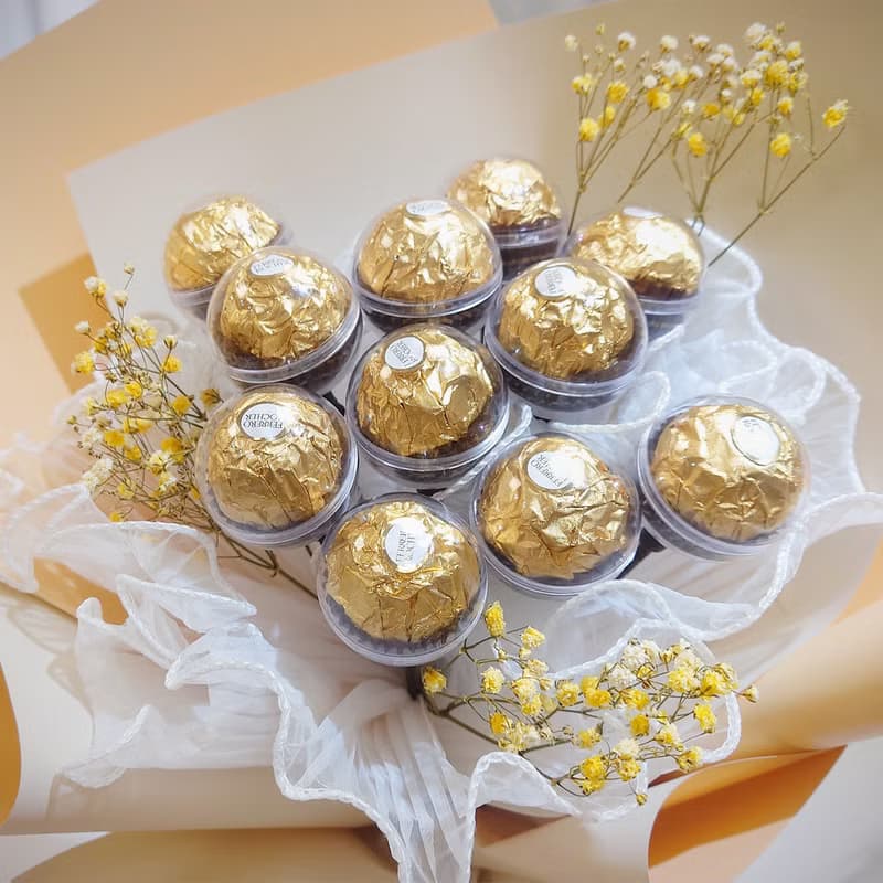 一心一意金莎花束/11顆金莎 /永生花 情人節花束 生日禮物 金莎花