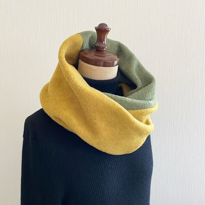高級フリースのバイカラースヌード　イエロー×グリーン