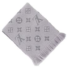 【日本直送】ルイ・ヴィトン LOUIS VUITTON エシャルプ・ロゴマニア マフラー ウール × シルク グリペルル グレー【中古】