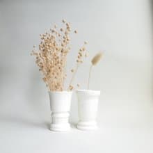 奶油白金點點花瓶 _ 瓷